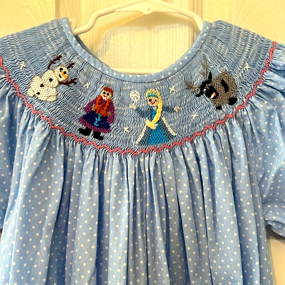 Tiaras and Frogs Frozen Smocked Dress - Picture 1 of 2